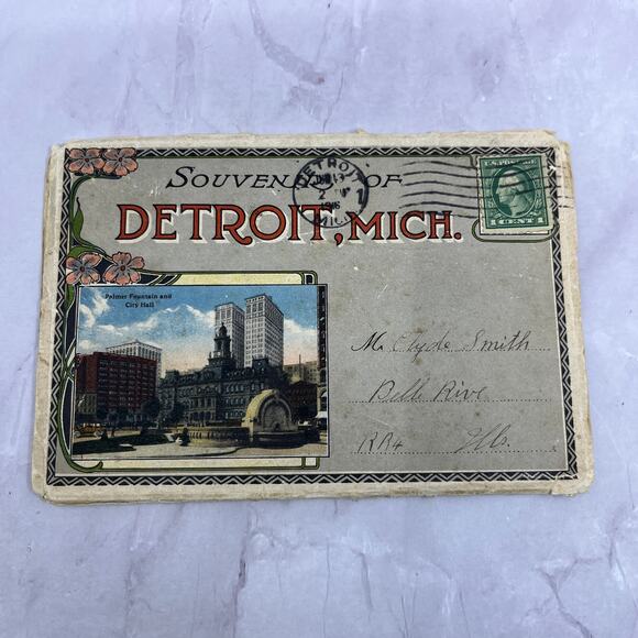 None and/or Unknown Other - 1916 Detroit Michigan Souvenir Folder Palmer Fountain City Hall TH2-MI1